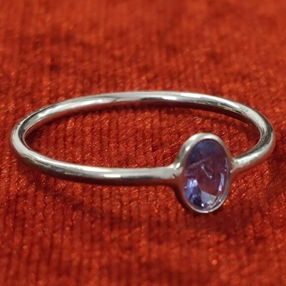 Silver Tanzanite (0.4ct) Rhodium Plated Ring - Picture 2 of 3